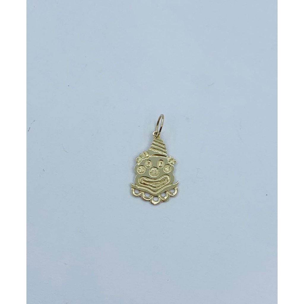 14k Solid Gold Pendant Clown
